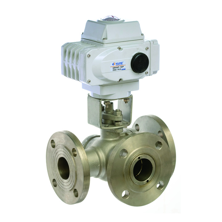 Electric Three-way Flanged Ball Valve