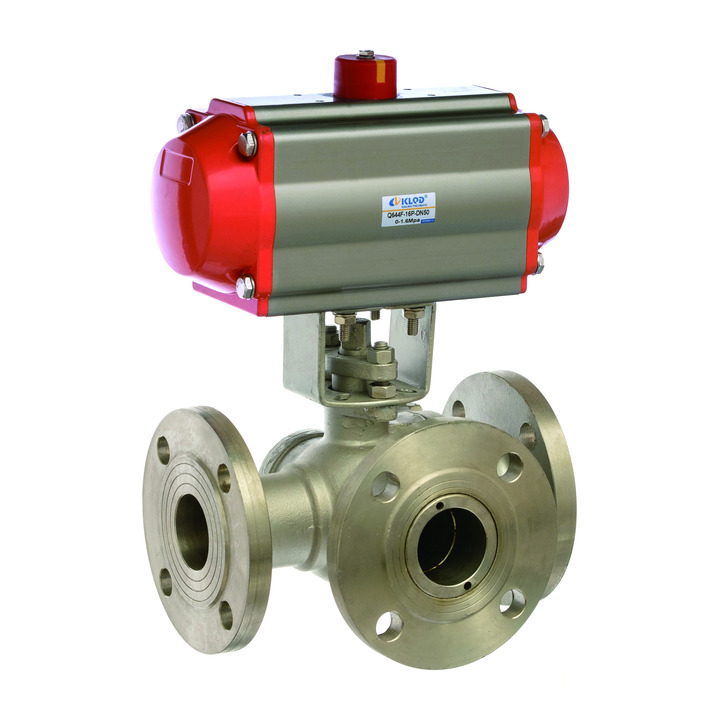 Pneumatic Three-way Flanged Ball Valve