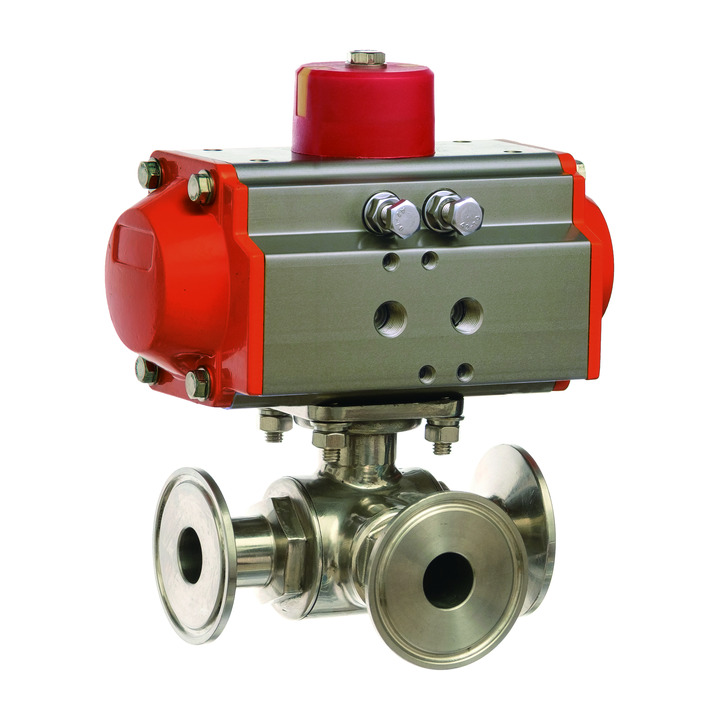 Pneumatic Three-way Quick Clamp Ball Valve