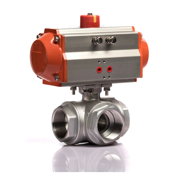 Pneumatic Three-way Threaded Ball Valve