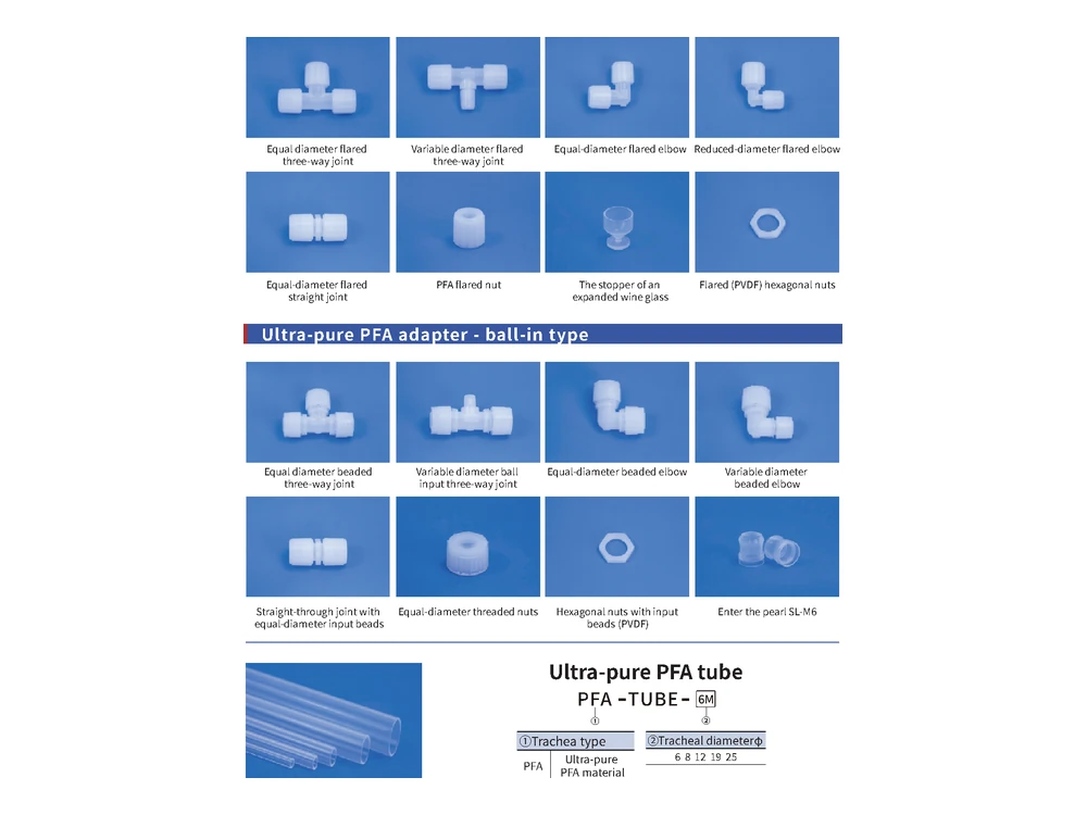 P47 Chemical Liquid Valve Accessories - PFA Fittings and Tubing Range