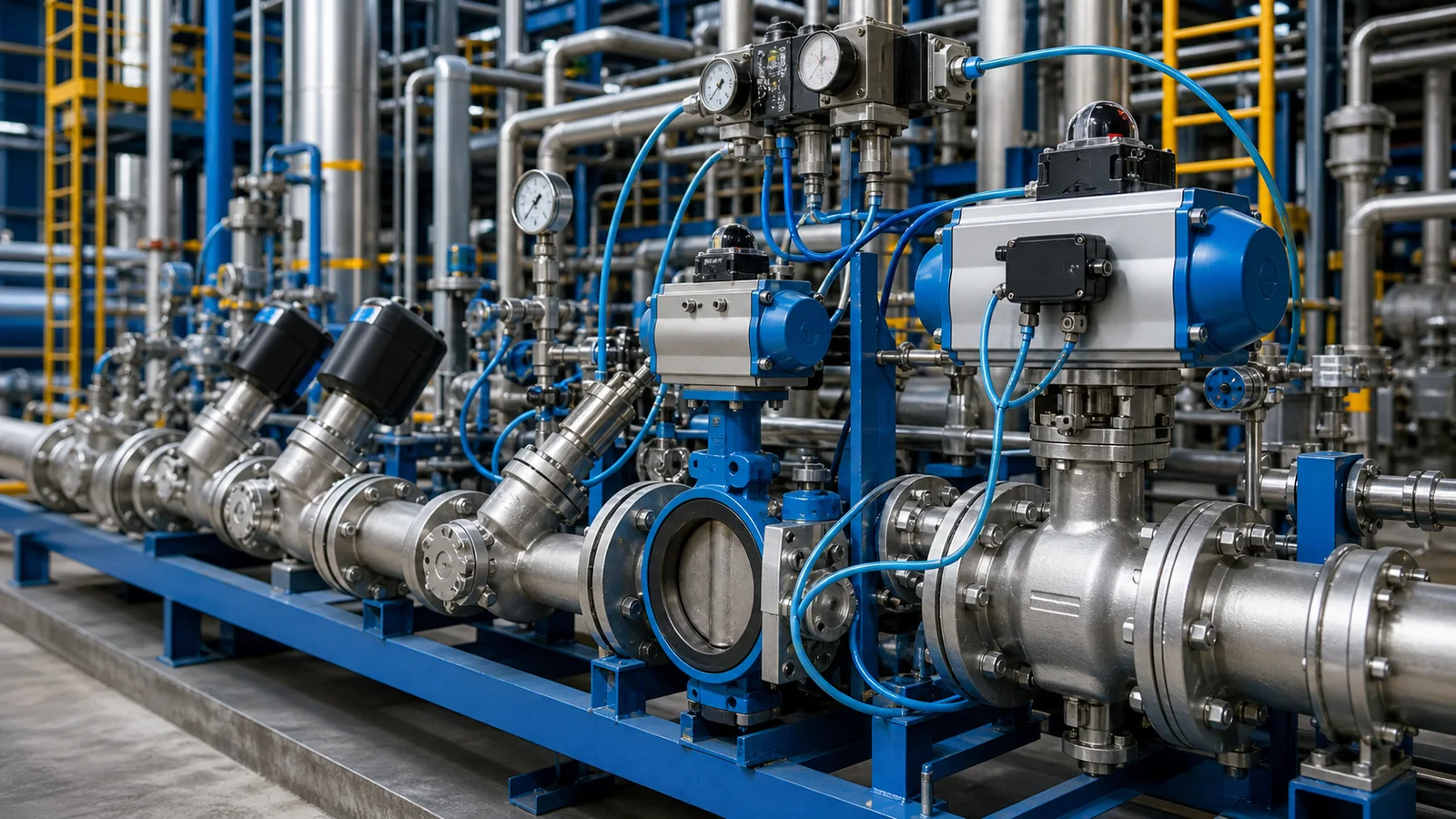 Chemical process lines with valve automation