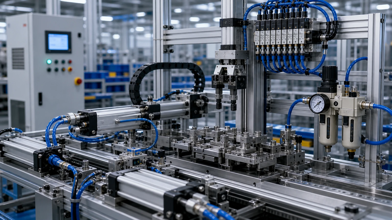 Industrial automation machinery using pneumatic cylinders