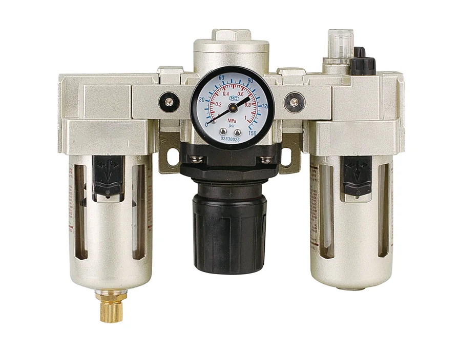 Air preparation unit for filtering and pressure regulation